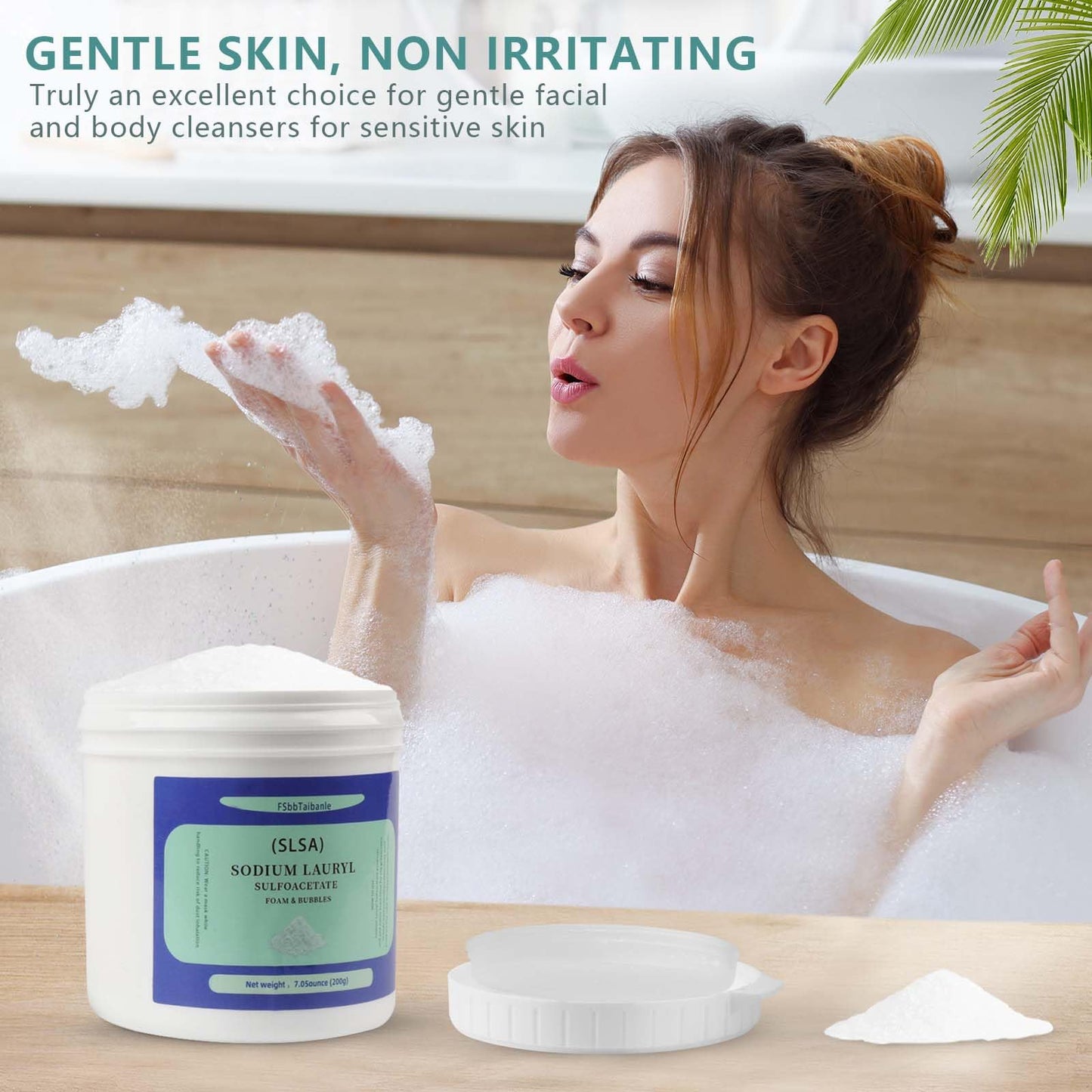 7 Ounce of SLSA Powder for Bath Bomb Making, Premium Sodium Lauryl Sulfoacetate Powder, Sodium Lactate for soap Making, Gentle on The Skin. Suitable for Bath TrufflesCrafting Bath Bombs and More