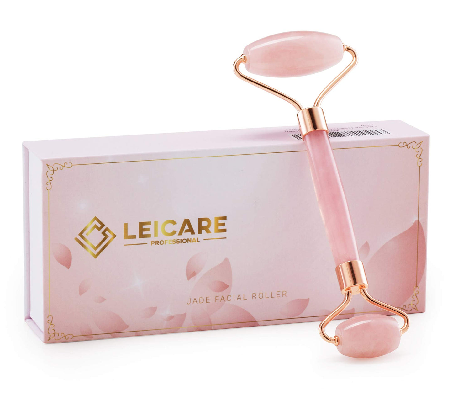 LeiCare Jade Roller for Face - Rose Quartz Face Roller Skin Care - Stone Facial Roller, Face Massager for Women, Relieve Stress, Remove Wrinkles Eye Puffiness
