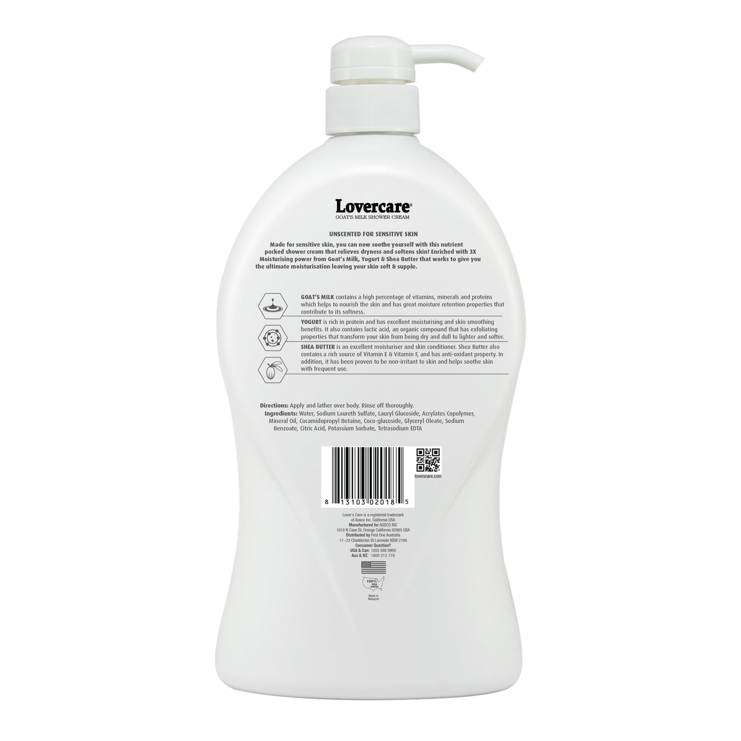 Lovercare Goat's Milk Shower Cream Fragrance Free for Sensitive Skin (1)