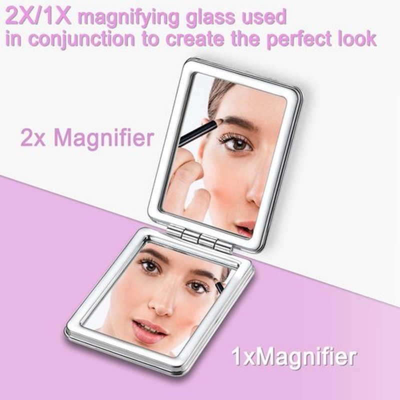 dcdcee Pocket Mirror, Small Travel Mirror with Magnification, Portable Double-Sided Magnifying Cosmetic Mirror for Daily (Beach)