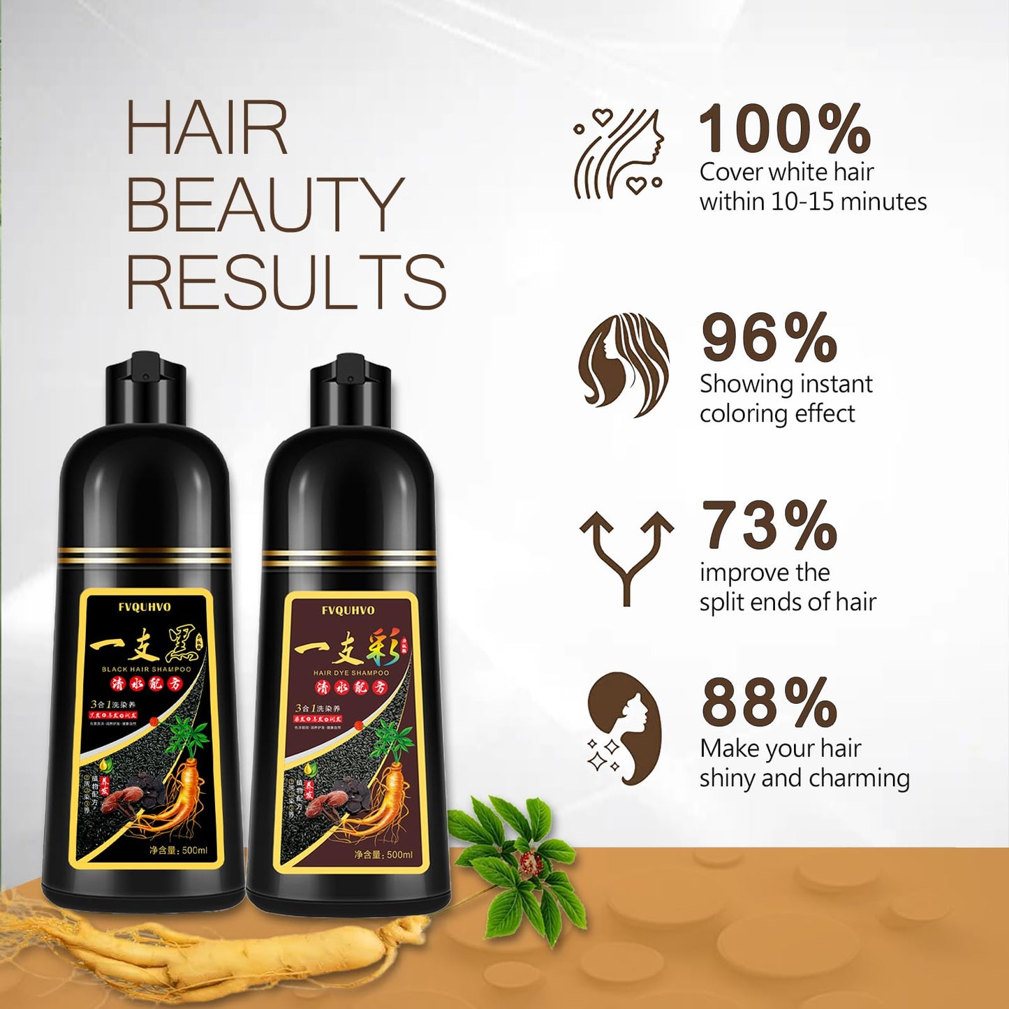 Onilyua Instant 500ml Chestnut Brown Hair Color Shampoo for Men & Women | Plant Formula, 3 in 1 Natural Hair Coloring Shampoo, Permanent Hair Dye 17.6 Fl Oz