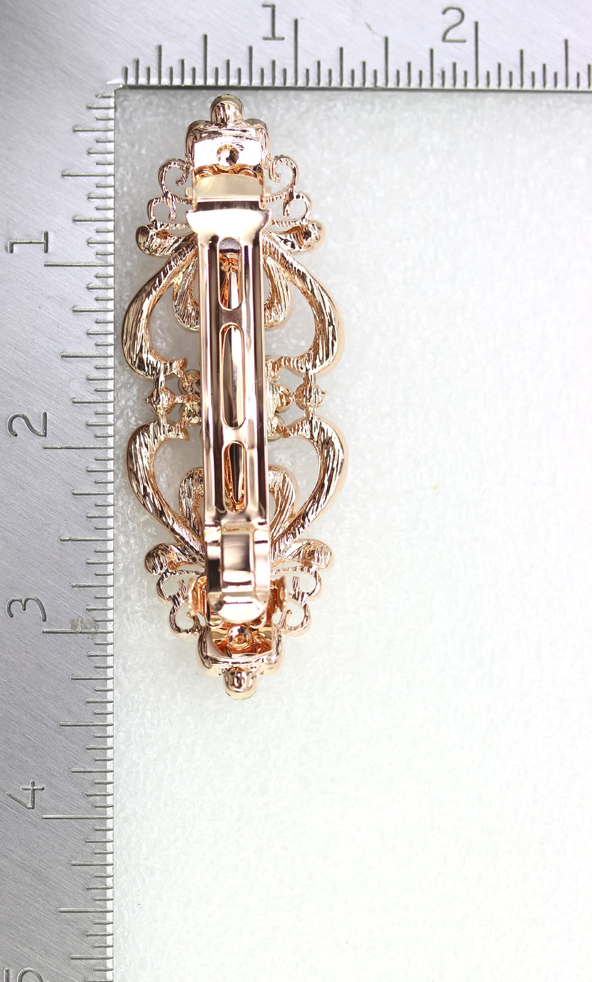 Faship Gorgeous Navy Blue Rhinestone Crystal Hearts And Floral Hair Barrette