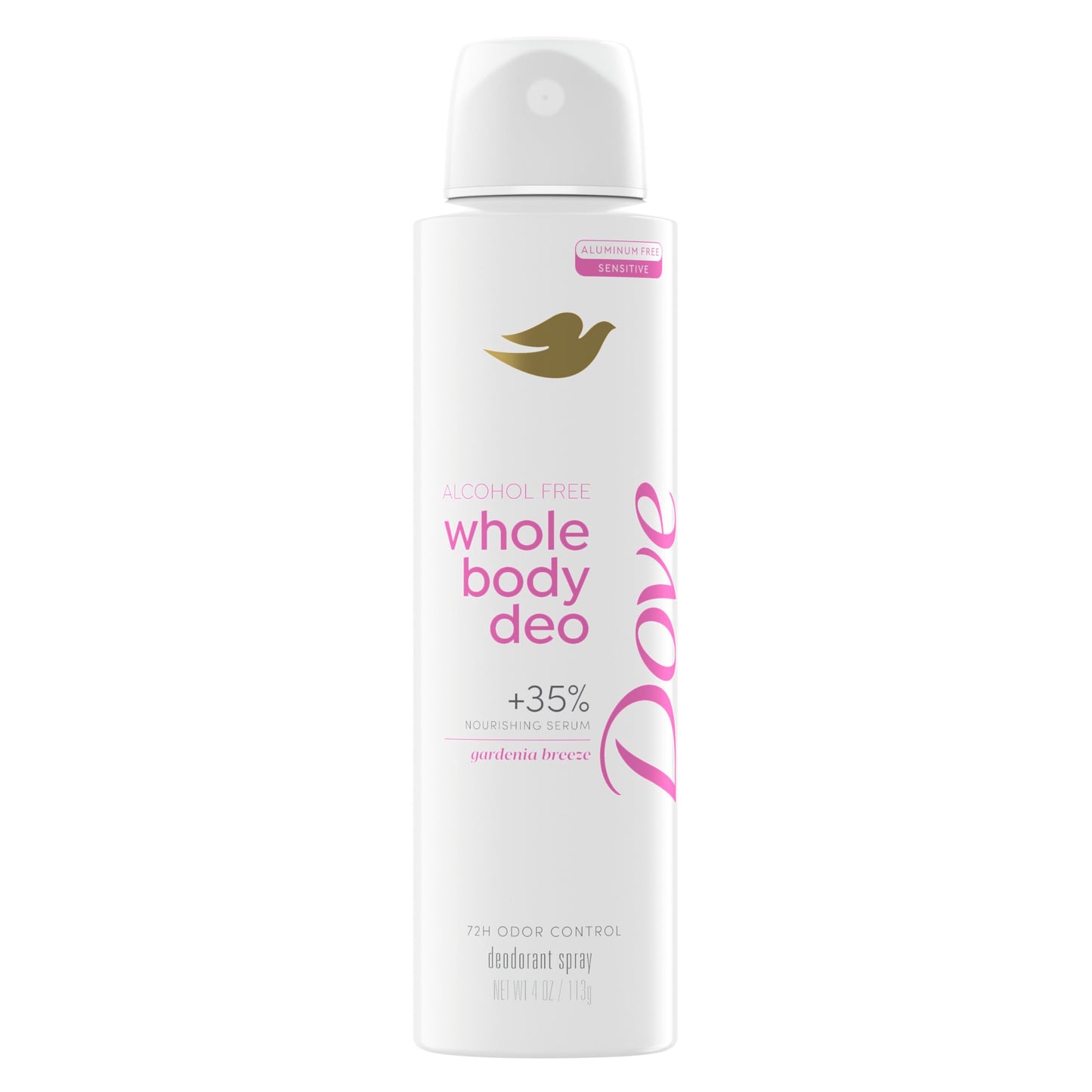 Dove Whole Body Deodorant Spray for Women, Alcohol Free, Scent: Gardenia Breeze, 4 oz