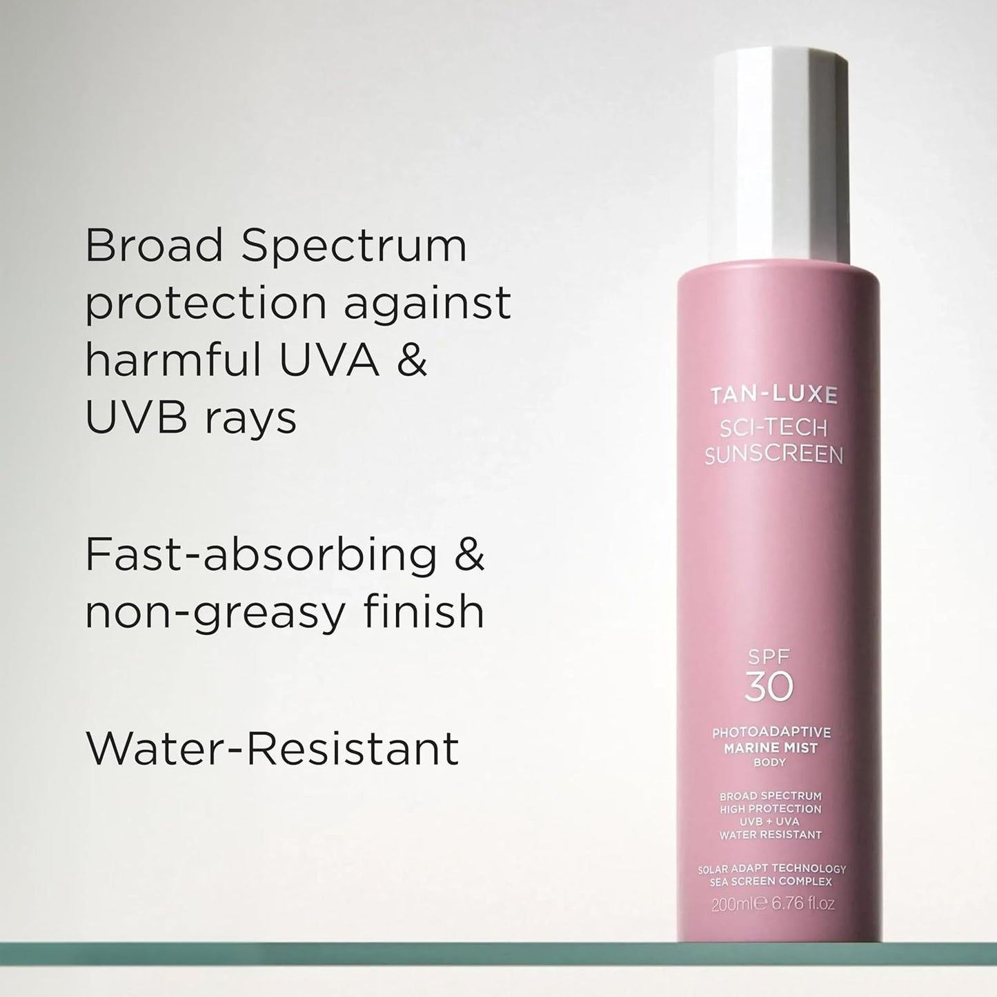 Tan-Luxe Sunscreen Marine Mist Spray - Lightweight, Water-Resistant & Reef Safe | 6.76 fl. oz/200 ml