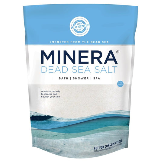 Minera Fine Grain Dead Sea Salt for Bath & Soaking – 2 lbs, Fast-Dissolving, 100% Pure & Natural, Unscented, Skin-Nourishing Sea Salt