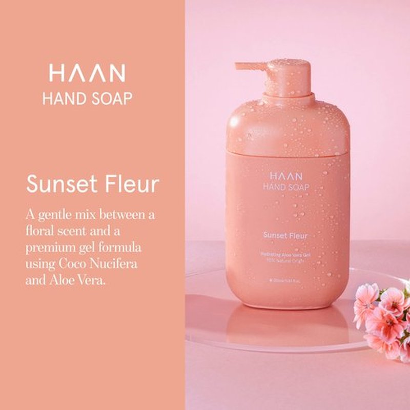 HAAN Foaming Hand Soap Refill | Moisturizing Liquid Hand Soap for Dry Skin | Multi Purpose Hand Wash with Aloe Vera & Cocos Nucifera | Bathroom Soap w/Pump Dispenser | Sunset Fleur - 23.67 Fl Oz