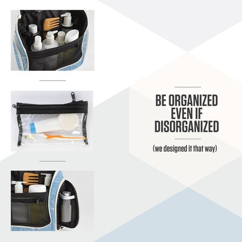 VENTURE 4TH Hanging Travel Toiletry Bag for Women & Men - Travel Organizer with Expandable Compartments & Removable Clear Pouch for Toiletries (Blue Flowers)