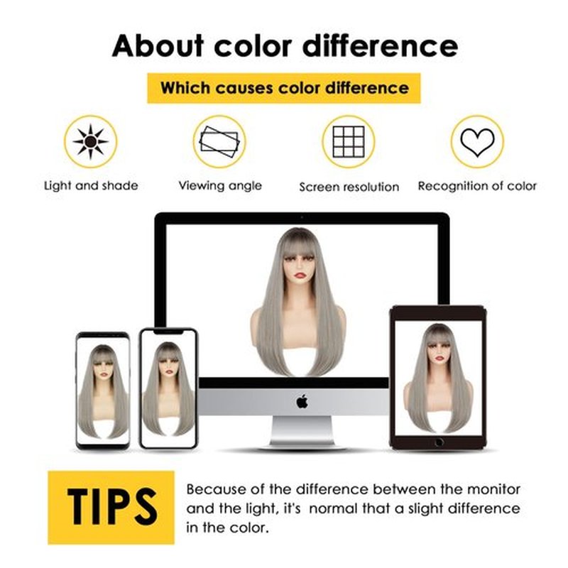 ENTRANCED STYLES Ombre Gray Wig with Bangs Long Straight Mixed Gray Wigs for Women Cosplay Wigs for Girl Natural Hairline Heat Resistant Synthetic Wig for Cosplay Halloween Party Daily