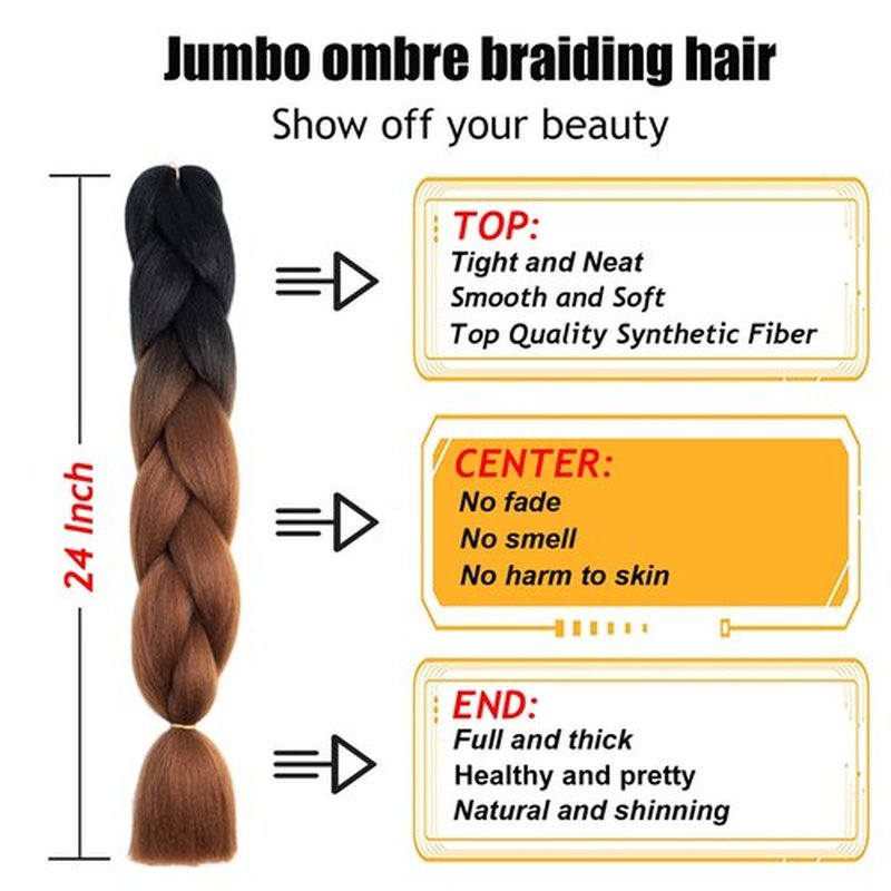 TENGSHUO FLY Black to Dark Brown Braiding Hair 1 Packs Synthetic Braid Hair Extensions Ombre Braiding Hair 24" or Box Braids Twist Crochet Braids(24"1Pack,Black to Dark Brown-B29)