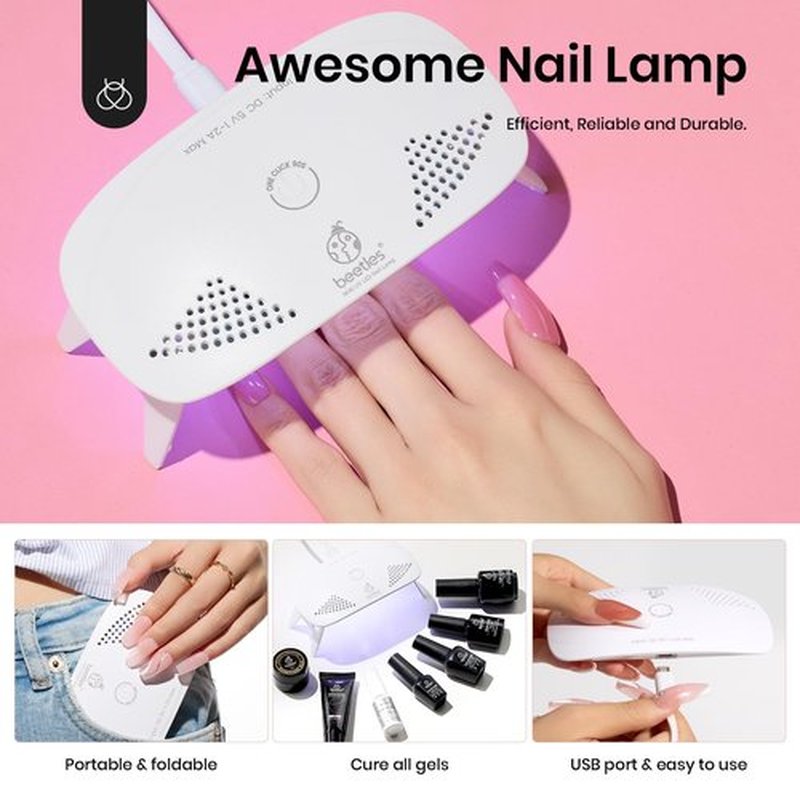Beetles Poly Nail Extension Gel Kit, 6 Colors Nude Pink Purple Glitter Sliver Grey Poly Nail Gel Starter Kit with UV Lamp Beetles Builder Gel Nail Art Set Home DIY Gifts for Women