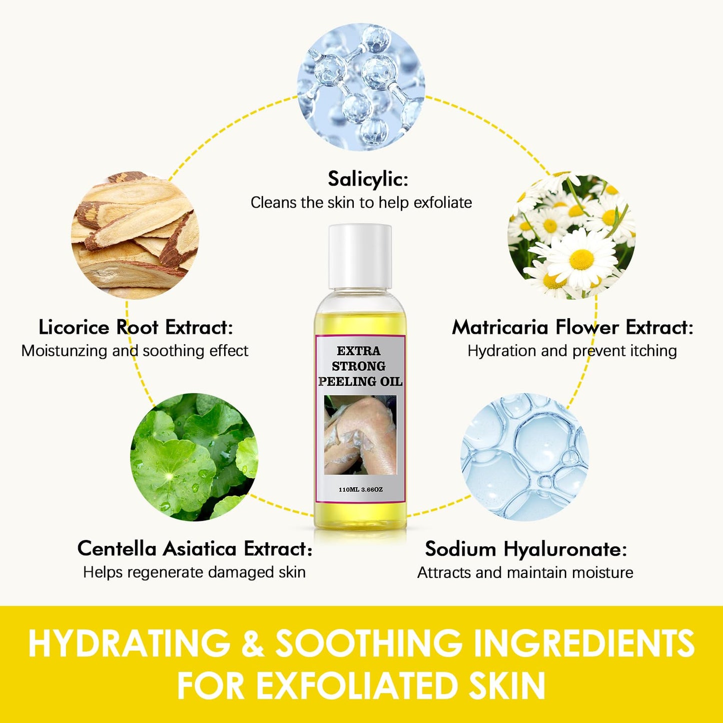 YAFUSIPE Yellow Peeling Oil for Dark Skin Strong Peel Oil Extra Strength Exfoliating Chemical Exfoliant Peels Solution at Home Body Peeling for Exfoliate Body Hand Foot Knuckle All Skin Type 3.66 OZ