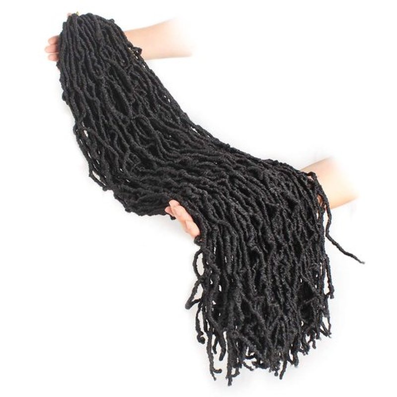 ZRQ 36 Inch Fuax Locs Crochet Hair, Pre-looped Black Soft Locs 5 Packs Goddess Locs Crochet Braids Curly Dreadlocks Extended Soft Loc Synthetic Hair Extension 1B#