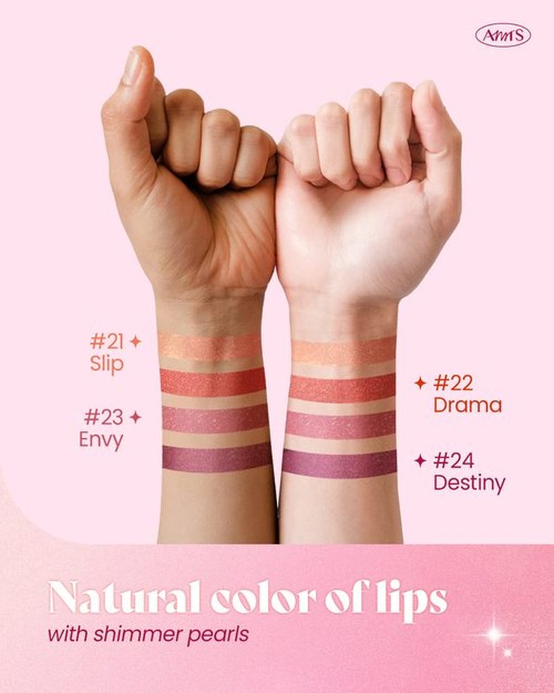 AMTS Tinted Lip Balm - Destiny | Hydrating Glitter Lipstick | Pearl Shimmering Daily Lip Makeup for dry, cracked, chapped lips | korean beauty Moisture Lip Tint