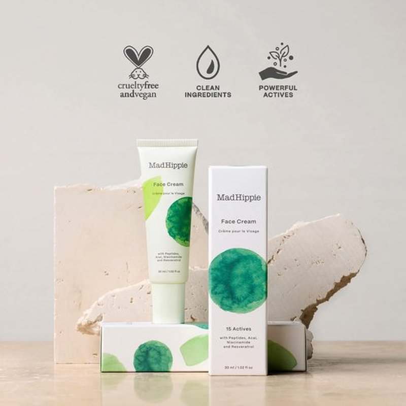 Mad Hippie Face Cream – Age-Defying Face Moisturizer & Skin Tightening Cream with Niacinamide, Advanced Peptides & Argan Oil (1.02 Oz) + Skin Care Pillow Pack