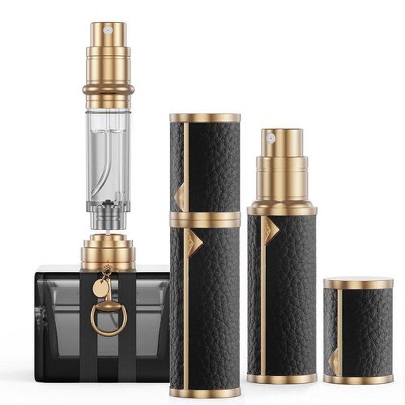 Kuangre Perfume Travel Refillable Bottle, Tsa Approved 5ml Perfume Atomizer Bottle, Portable Size Sprayer Bottle Luxurious Pocket Perfume Dispenser Pump Transfer Tool for Women Men Travel Accessories.