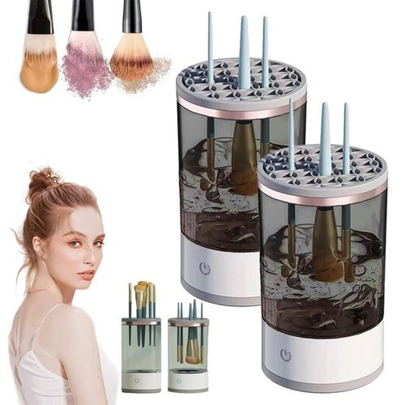 The Cozy Luna Brush Cleaner for All Makeup Brush, 9000 RPM Beauty Swirl Cosmetic Brush Cleaner, Automatic Electric Makeup Brush Cleaner, IP65 Waterproof, Your Makeup Brush Game Changer (Black*2PCS)