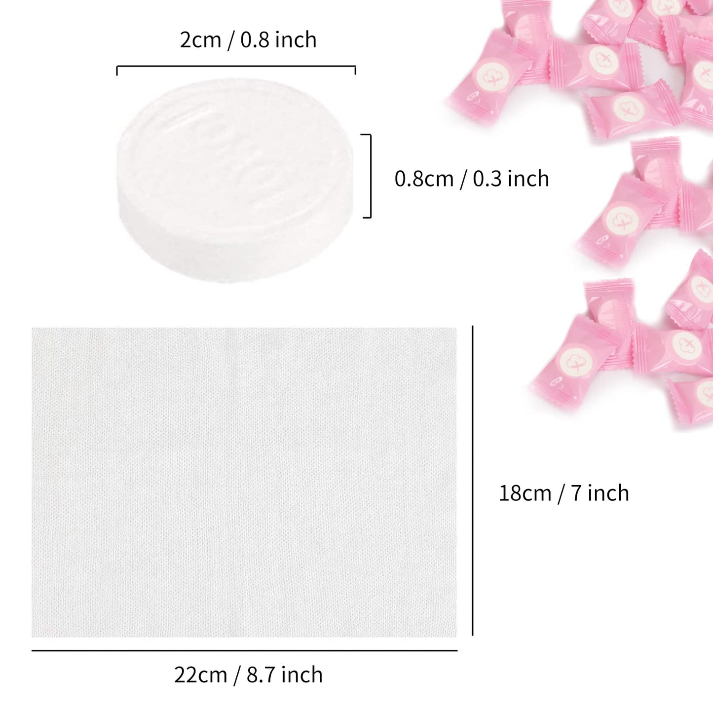 SyuCeia Compressed Towels Tablets - 100% Cotton, 100PCS Portable & Disposable Face Cloths for Travel, Camping, Hiking & Makeup Removal (Pink)