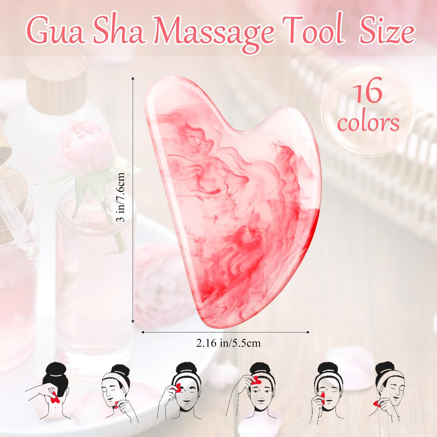 Sherr 16 Pcs Gua Sha Facial Tools Gua Sha Stone Facial Massage Tools Face Massager for Body Spa Acupuncture Relieve Muscle Tensions Puffiness