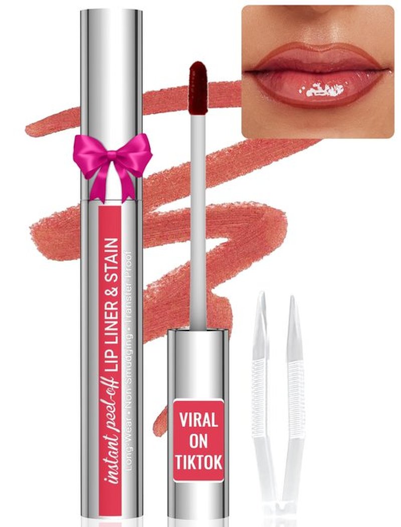 Lip Liner - Lip Liner Stain, Peel Off Lip Liner Tattoo, Long Lasting Lip Stain Peel Off with Natural Finish, Easy to Use, Waterproof, Smudge-proof, Transfer-proof, Highly Pigmented Color, Cocoa