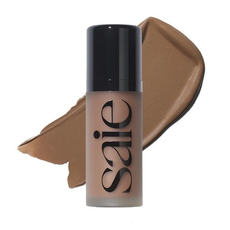 Saie Dew Bronze - Soft-Focus Liquid Bronzer + Liquid Contour - Enriched with Plant-Derived Glycerin to Effortlessly Blend + Deeply Nourish Skin - Travel Size Holiday Gifts - Salt (0.4 oz)