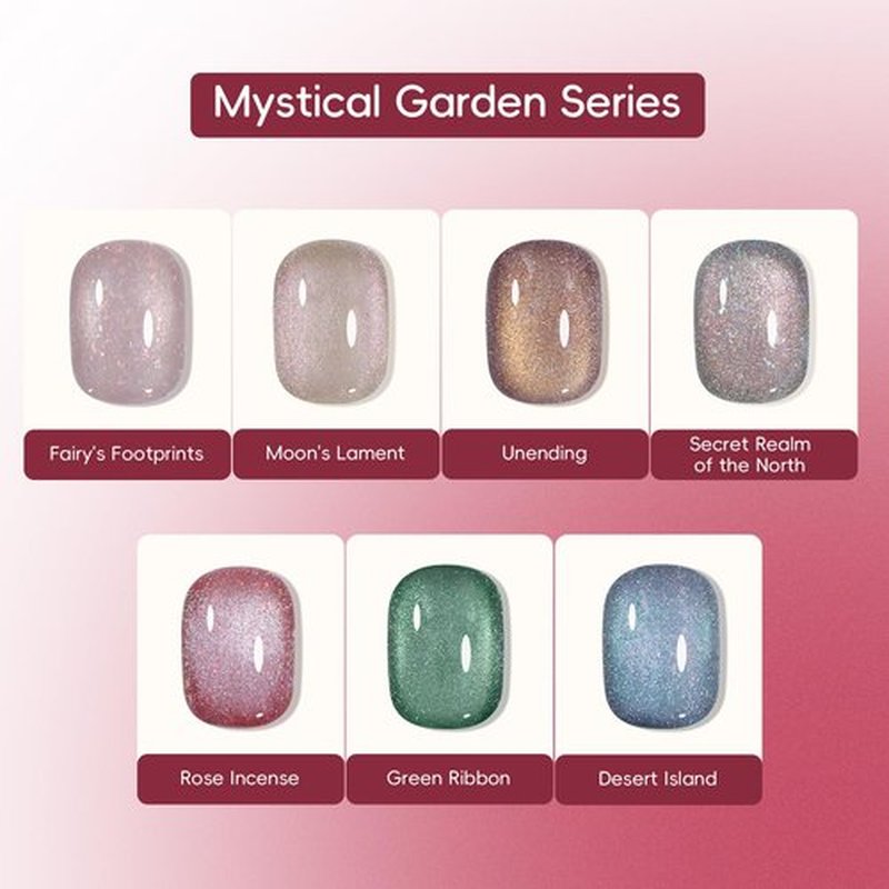 ADHERE Cat Eye Gel Nail Polish 12ml, 7 Colors Magnetic Gel Polish Set with 1 Magnets for Holographic Cat Eye, Salon Gel Manicure and Nail Art DIY at Home