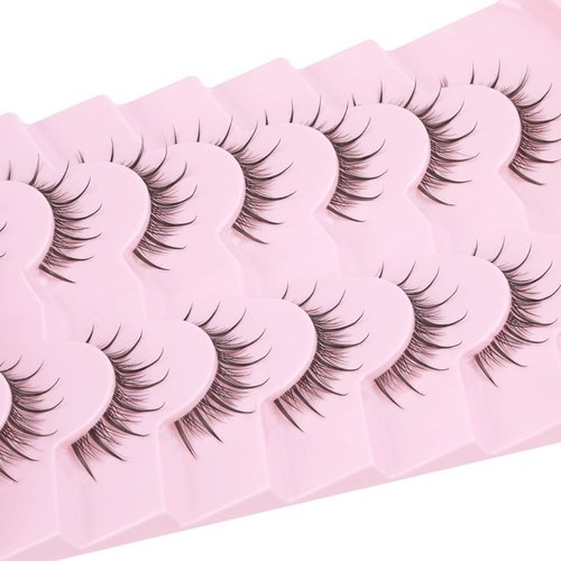 Manga Lashes Anime False Eyelashes Wispy Natural Lashes Manhua Individual Clusters Extensions with Clear Band Japanese Korean Makeup 7 Pairs Fake Eyelashes Pack by EYDEVRO
