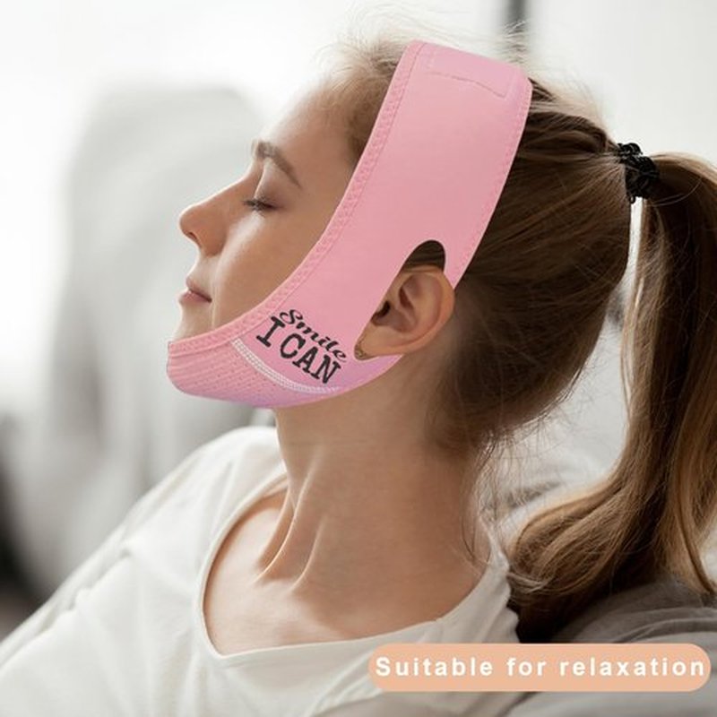 Yuibthr Chin Strap for Sleeping, V Line Lifting Mask, Positive Sayings, Reusable Face Strap, Jaw Exerciser (pink)