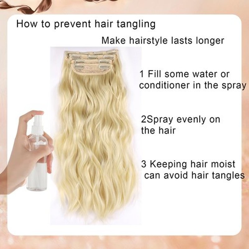 Clip in Hair Extensions blonde for Women Synthetic Clip in Long Wavy Hair Extension 20 Inch Thick Double Weft Highlights Hairpieces Full Head For Women (20INCH, 613#)