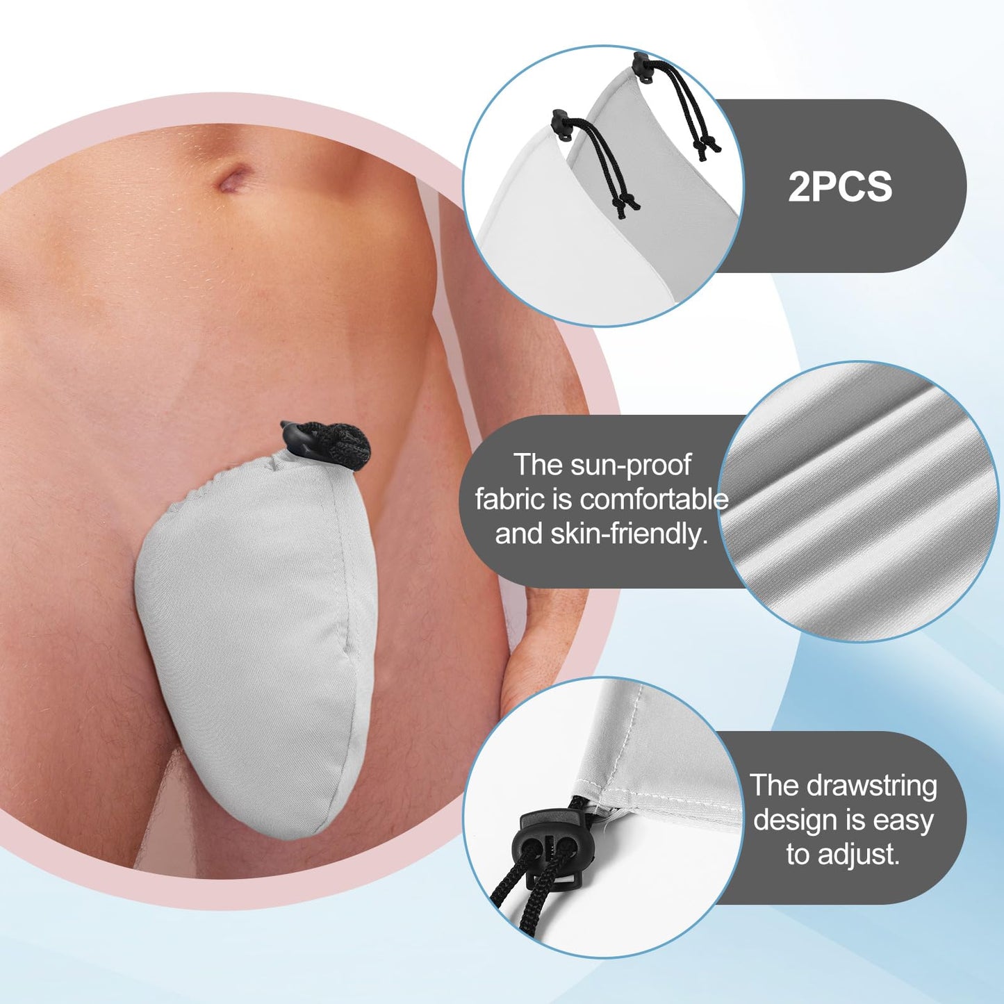 Dansydaisy 2 Pcs Men's Tanning Pouch Sun Protection, Tanning Cover for Men (Elegant,Gray,White)