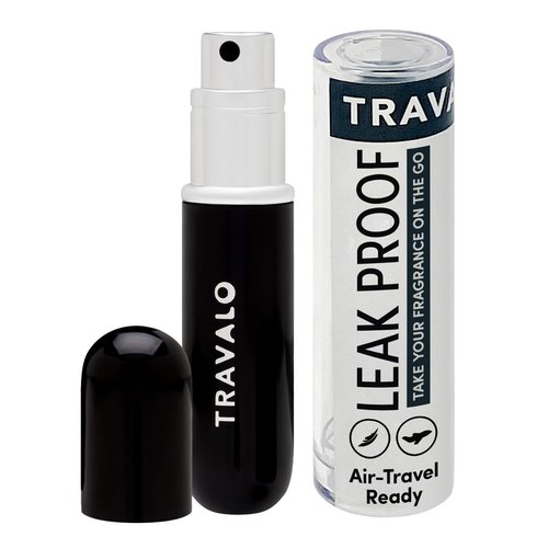 Travalo Classic HD Perfume Atomizer | Genie-S TSA Approved Travel Perfume Bottle Refillable | Reusable Airtight Easy-Fill Mini Pump Sprayer | Lightweight Elegant Design w/Volume Window | Black 0.17oz