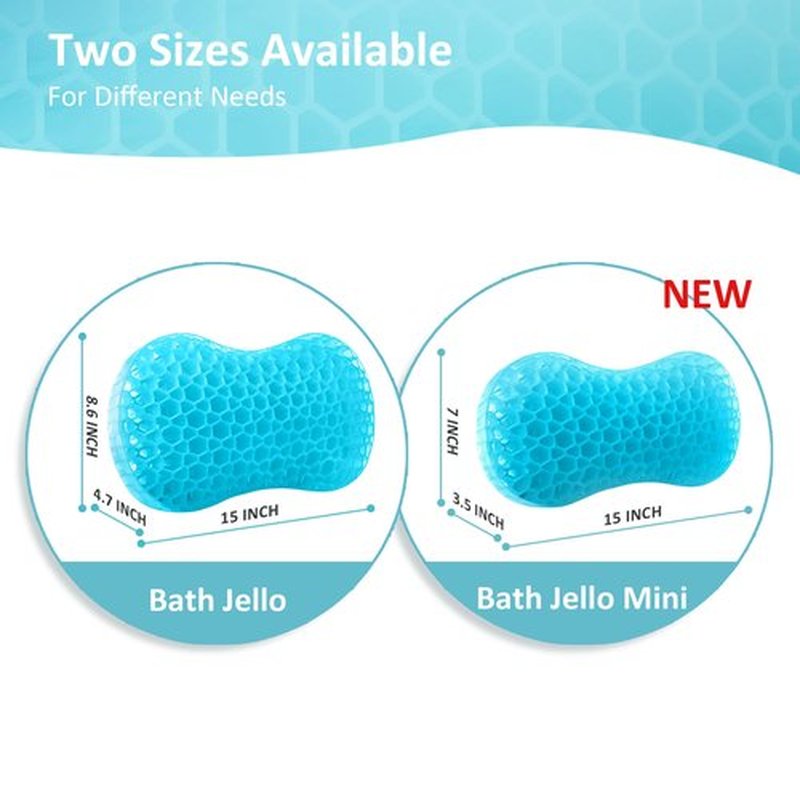 Sunlit Bath Jello Gel Bath Pillows, Lumbar Pillow for Bathtub, Back Support Pillow, Gel Pillow with Non-Slip Suction Cups for Lumbar, Back Rest Support, Fits Curved or Straight Back Tubs, Aqua