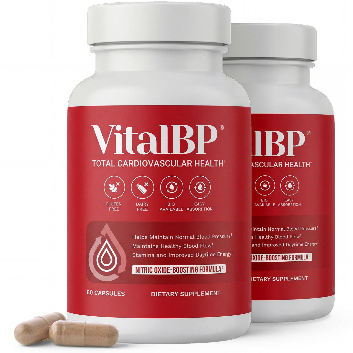 VitalBP - 2 Pack - Support for Normal Blood Pressure - Supports Blood Flow & Arteries - with CoQ10, L-Citrulline, and K2 & D3-60 Capsules