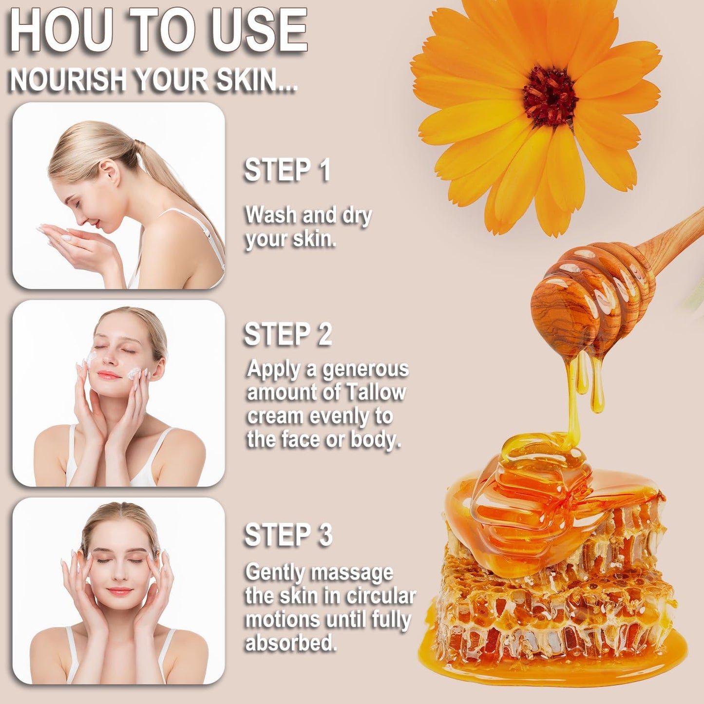 Mtmult Beef Tallow for Skin - Tallow and Honey Balm for Face, Hydrating with Grass-Fed Beef Tallow, Raw Honey & Beeswax | Beef Tallow for Face & Body Tallowyn Skin Balm
