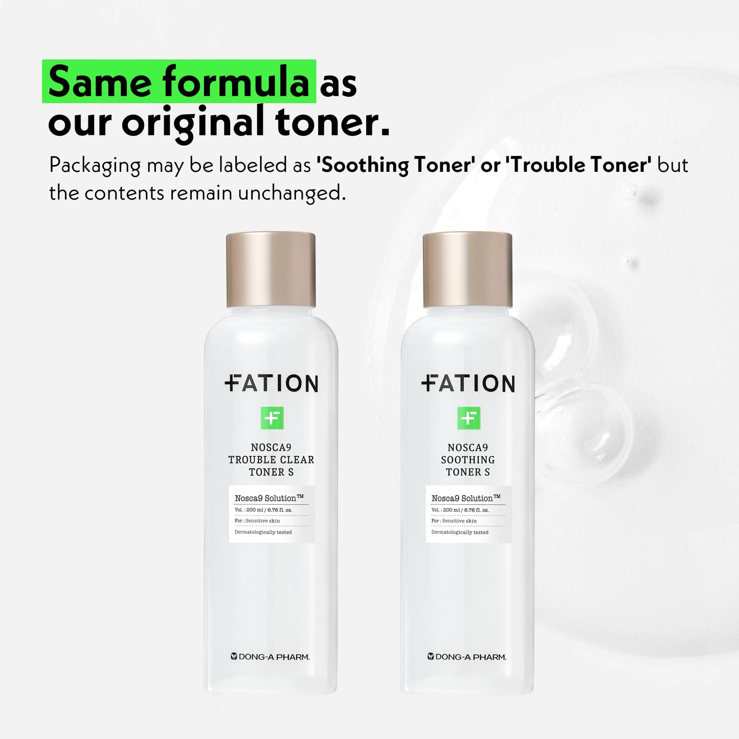 Fation Nosca9 Soothing Toner S | 2% PHA & LHA Exfoliating Toner for Sensitive Skin | Moisturizing, Hypdrating & Quick Absorption Korean Skincare (Pack of 1, 6.76 Fl Oz)