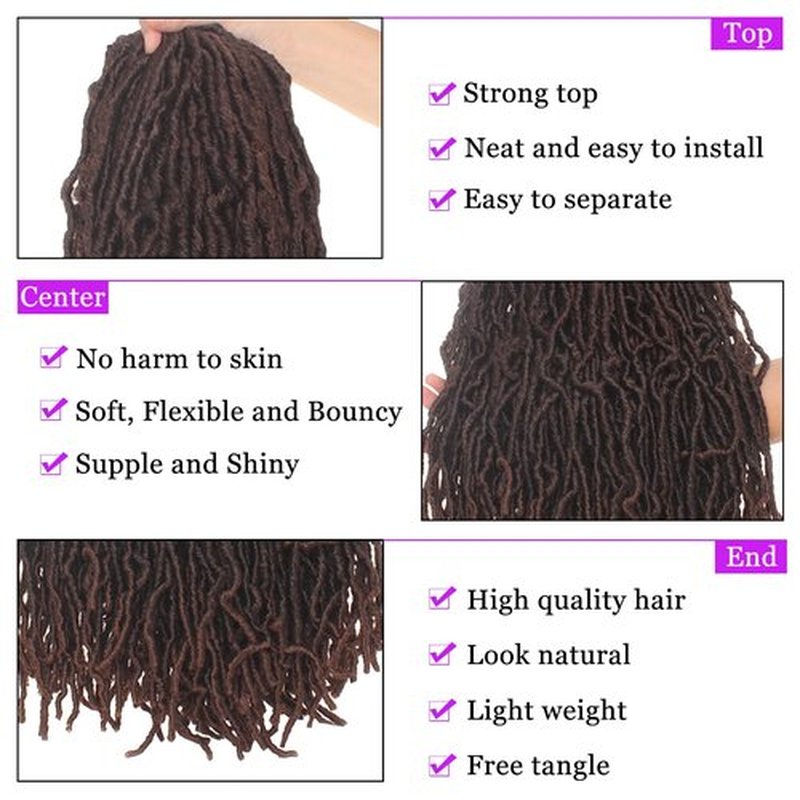 24 Inch New Faux Locs Hair 2Packs/lot Synthetic Goddess Locs Curly Wavy Faux Locs Braiding Hair Extension for Black Women Pre-looped Most Natural Crochet Braids Hair (24 Inch, T30#)