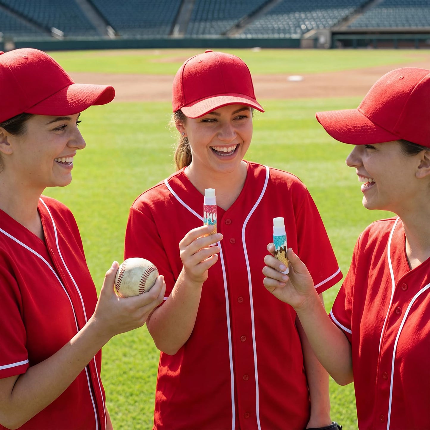 Maxcheck 48 Pcs Baseball Ice Cream Drip Lip Balm Baseball Gift Party Favors Bulk Summer Sport Party Favor for Team Gift for Dripping Sports Birthday Teen Adults Graduation, 12 Styles