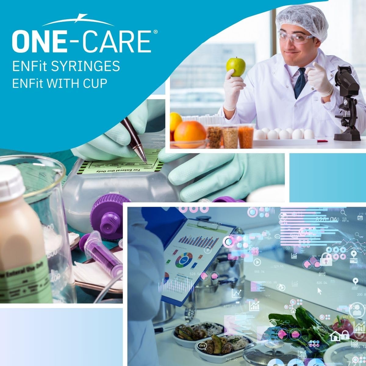 ONE-CARE Lab ENFit Syringe 1ml with Mounted Cap, Sterile, Low Dead Space, 30/bx Blister-Packed, Box of 30 Syringes,