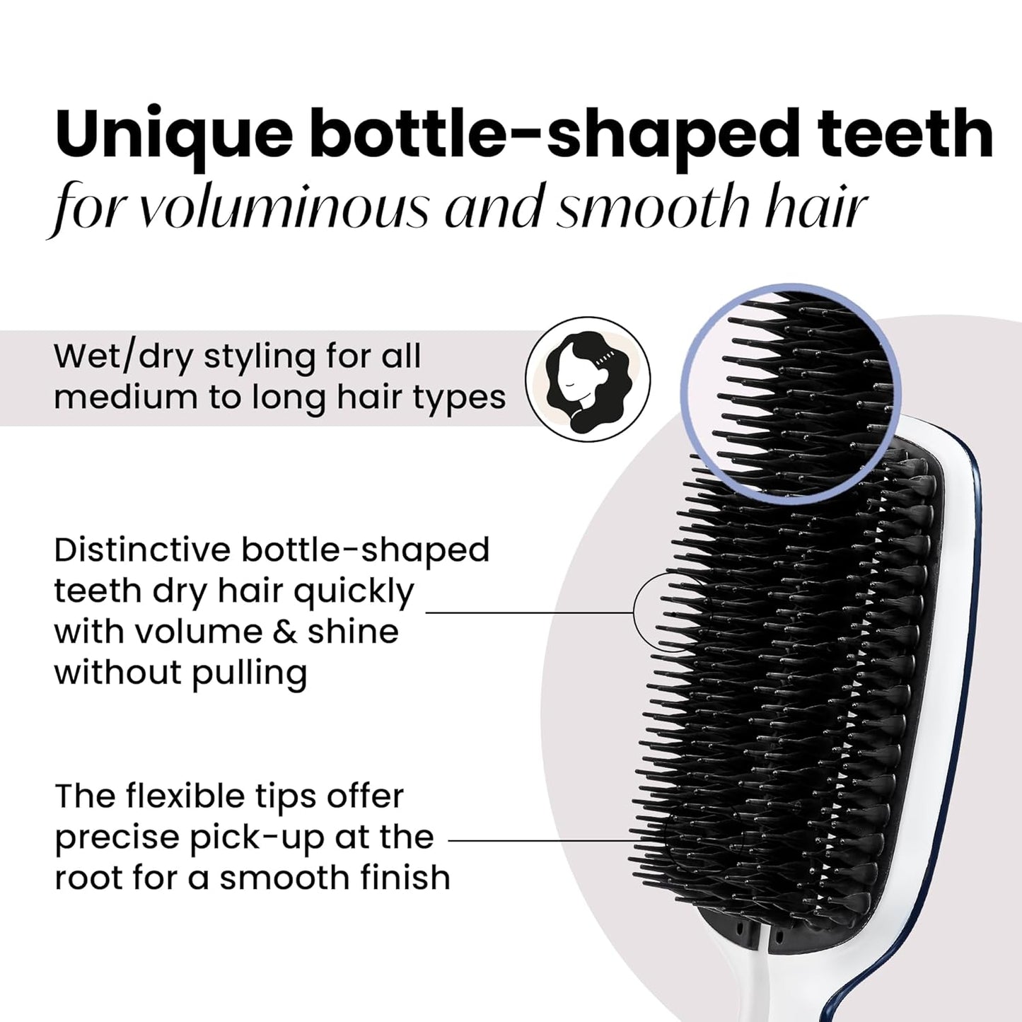 Tangle Teezer Blow Styling Smoothing Hairbrush Tool, Gentle and Fast Drying for Medium & Long Hair, Half Size