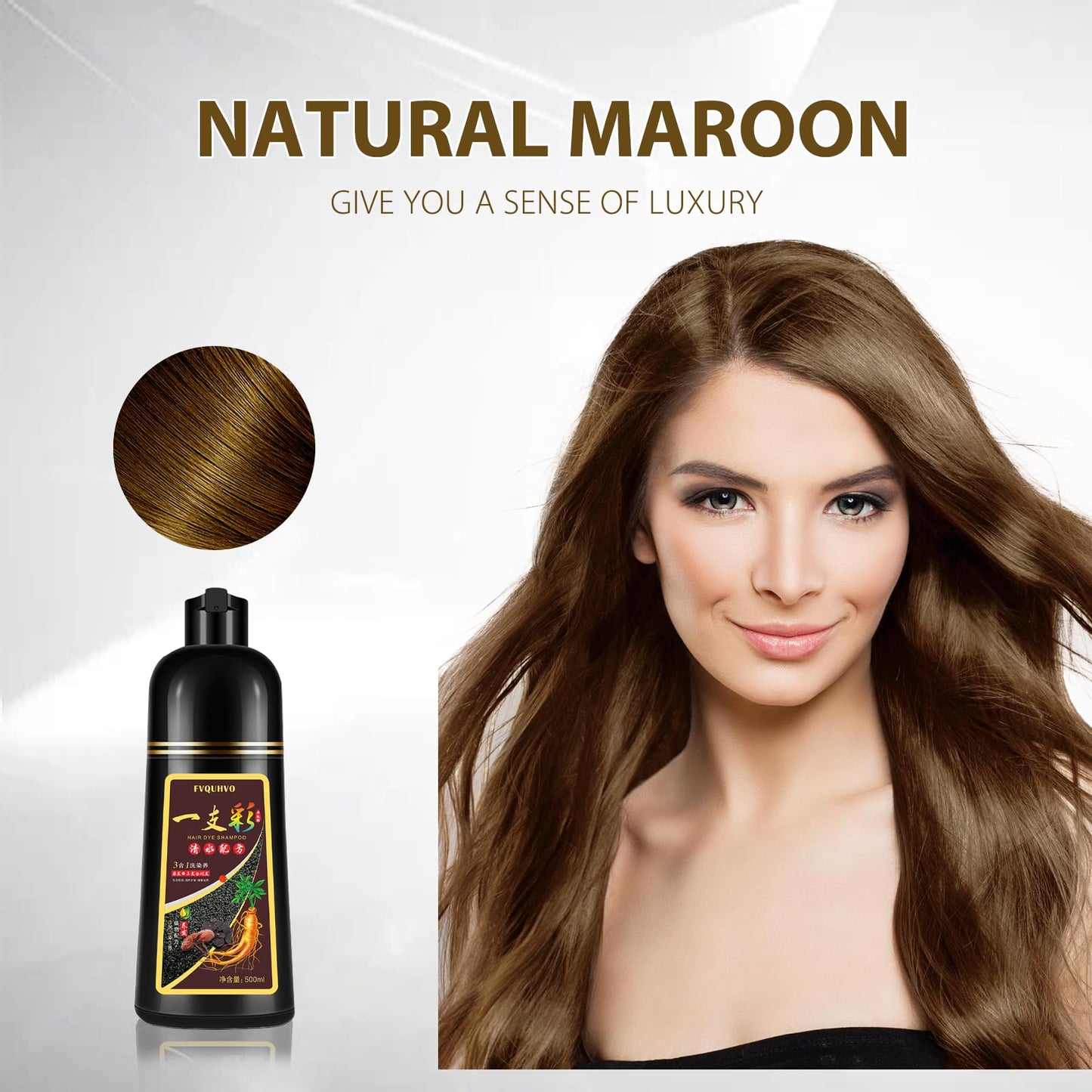 Onilyua Instant 500ml Chestnut Brown Hair Color Shampoo for Men & Women | Plant Formula, 3 in 1 Natural Hair Coloring Shampoo, Permanent Hair Dye 17.6 Fl Oz