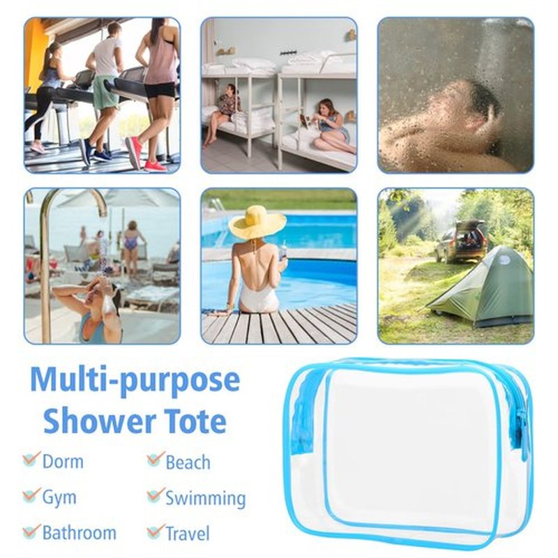 PACKISM Clear Makeup Bags, 2 Pack Quart Size Travel Bag TSA Approved Clear Travel Bags for Toiletries, Clear Cosmetic Bags Carry on Clear Toilety Bag TSA Approved Toiletry Bags, Blue