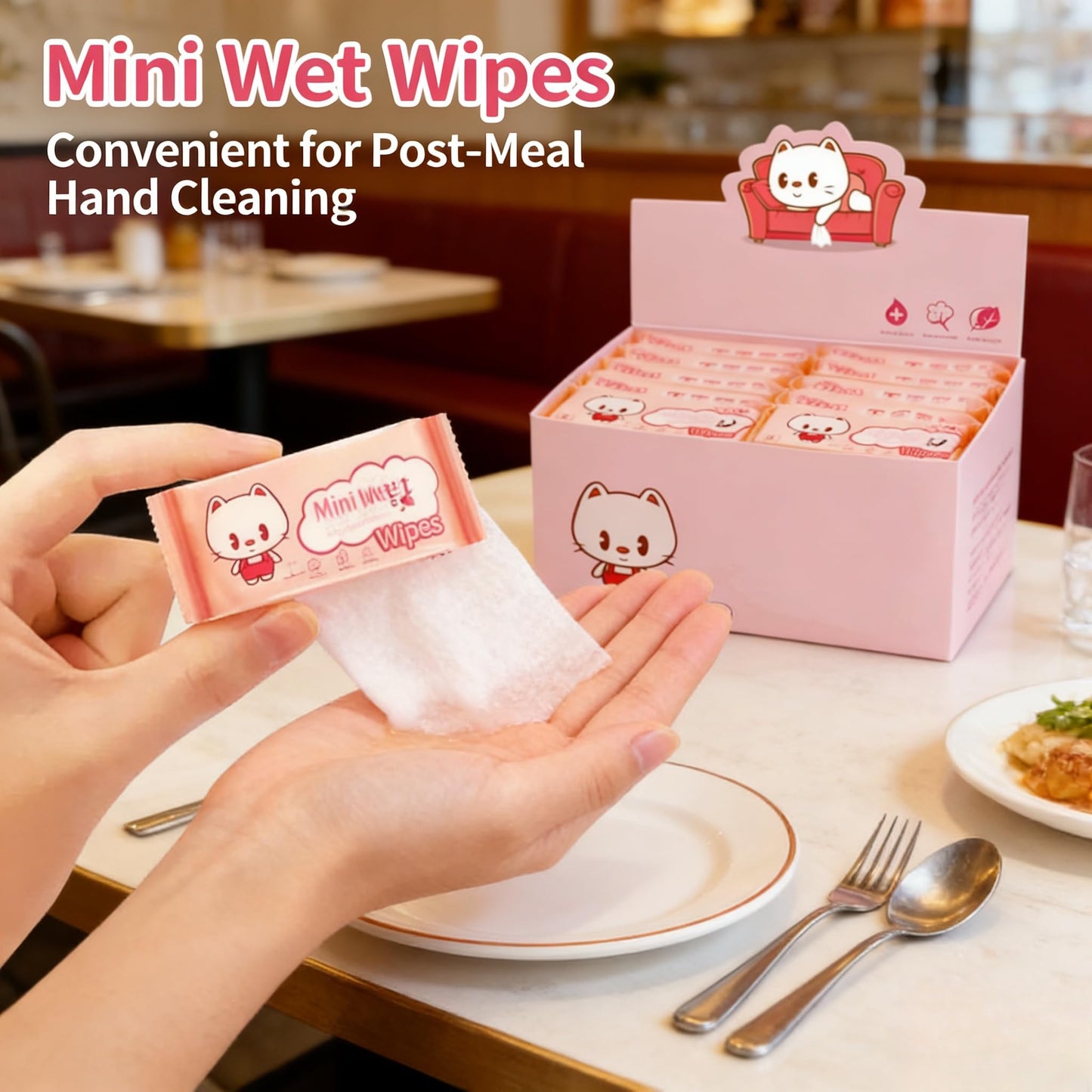 Impossibly Compact Travel Cleaning Wipes - Skin-Friendly Wet Wipes, Hypoallergenic & Unscented for Adults, Kids & Baby Care - 24 Pack Total 192 Wipes