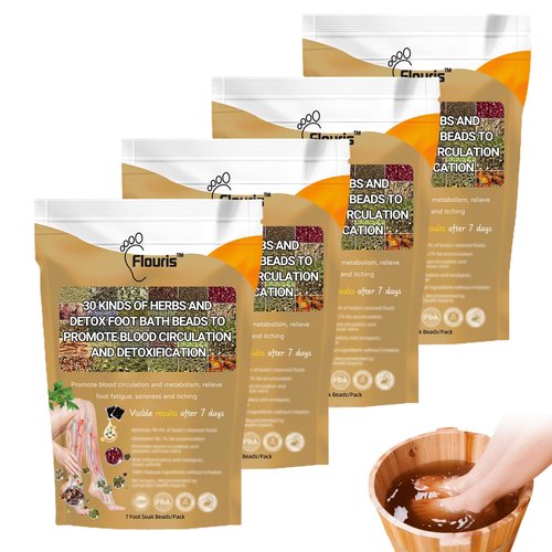 Flouris 30-Herb Detox Foot Bath Beads,Flouris Foot Bath Beads，Promote Blood Circulation, Relieve Fatigue and discomfort (4PCS)