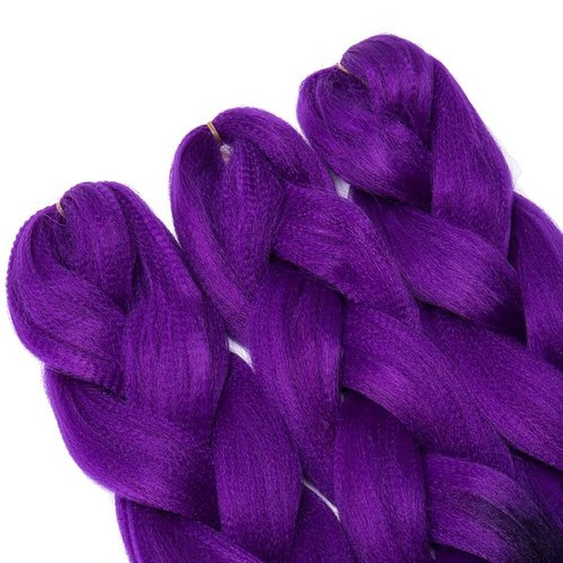 24 Inch Ombre Jumbo Braiding Hair Extensions Jumbo Braid Hair Ombre Long Jumbo Braids For Box Twist Braid Crochet Hair High Temperature Fiber 3 Tone Colored (3 Bundles, Purple to Dark Purple)
