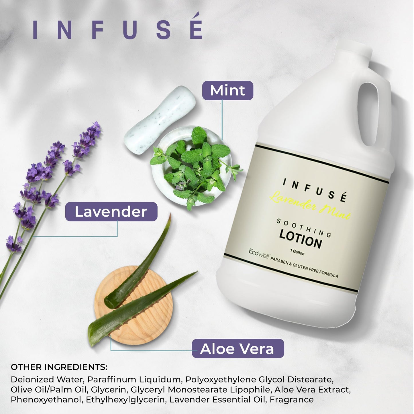 INFUSÉ Lavender Mint Hotel Body Lotion, Gallon Refill, 1 Gallon