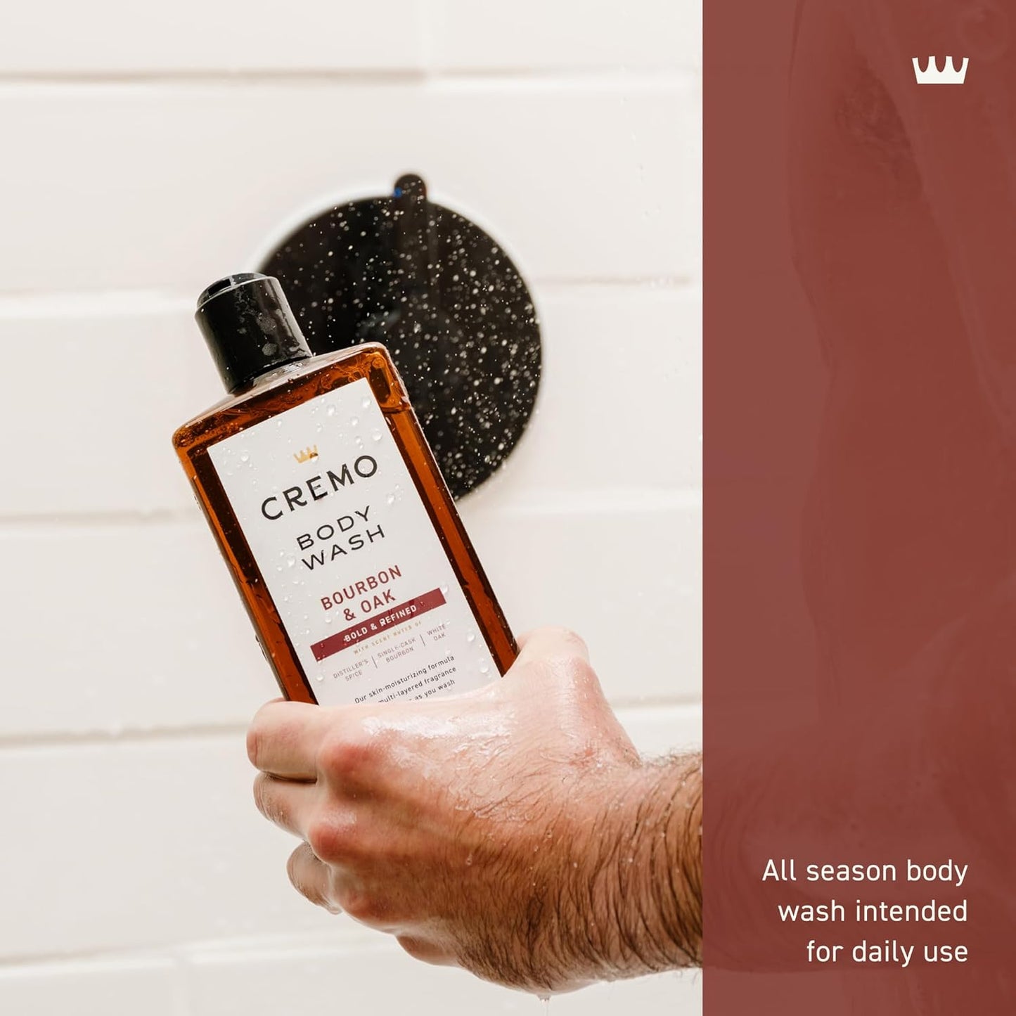 Cremo Body Wash for Men - Rich-Lathering Bourbon & Oak | 16 Fl Oz