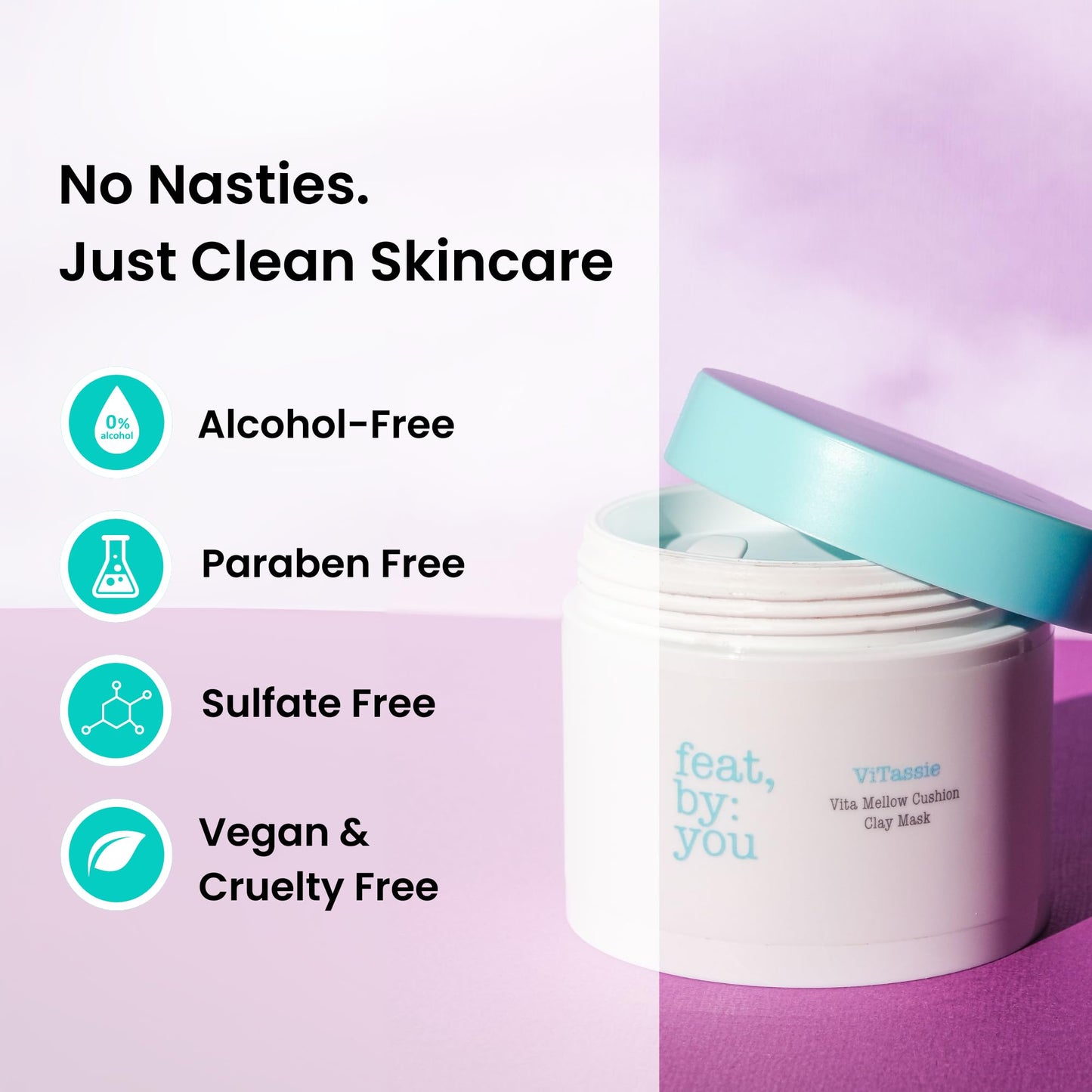 Feat By You Clay Mask for Face - (4.56 fl.oz) Korean Face Mask with Bentonite & Kaolin Clay for Blackheads, Pores & Sebum Control, Gentle Exfoliation, Vegan, Cruelty-Free