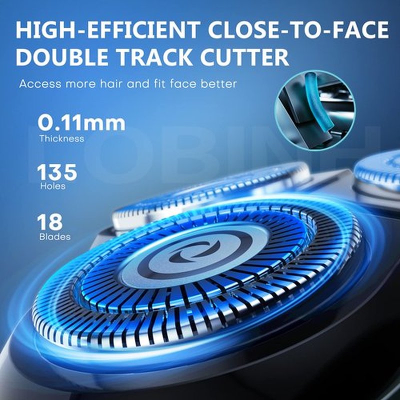 Men's Electric Shaver - LOBINH 3D Rechargeable Waterproof IPX7 Wet & Dry Shaving Electric Razor Rotary Shaver for Men with Pop-up Sideburn Trimmer,1 Hour Fast Charging, LCD Power Indicator - PA188