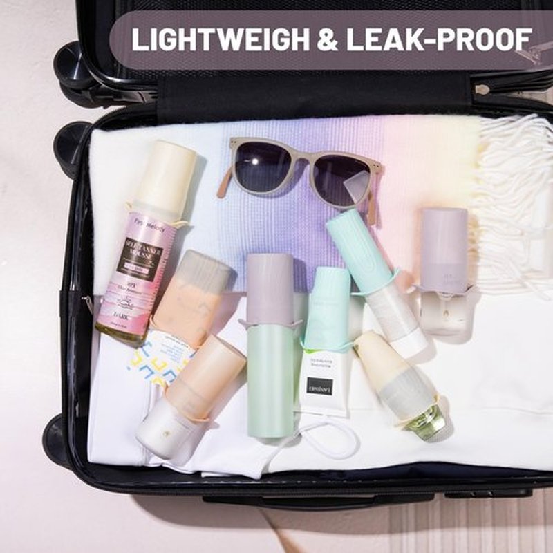 Mrsdry Bottle Covers for Travel, Travel Elastic Sleeves for Leak Proofing, Travel Accessories for Luggage, Travel Size Toiletries Bottles Skins, Travel Essentials, With Toiletry Bag (9pack