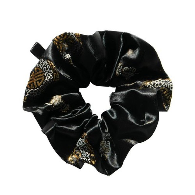 Generic WSF Korean Hanbok Scrunchies for Women - Handmade Soft Scrunchies for Hair & Hair Ties - Black Scrunchie