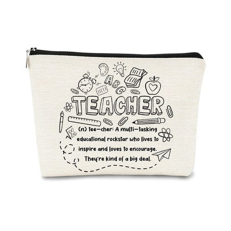 BARPERY Teacher Gift,Teacher Appreciation Gift,Makeup Bag Teacher Survival Kit Bag Teacher Cosmetic Bag,Teacher Gifts for Women Small Make up bag Graduation Gifts Teacher Birthday Gifts